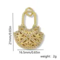 Gold plated copper micro-pave cubic zirconia handbag pendant DIY jewelry making accessory charm - Style 1