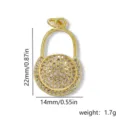 Gold copper micro-inlaid zircon bag lock pendant DIY jewelry charm 22x14mm 1.7g accessory - Style 2