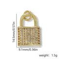 Gold Micro Pave Cubic Zirconia Lock Pendant DIY Charm Necklace Jewelry Accessory. - Style 3