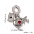 Travel theme airplane suitcase heart metal charm DIY jewelry pendant accessory 2.3g - Style 1 (Heart Plane Suitcase)
