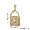 Gold-plated copper micro-pave cubic zirconia lock pendant DIY fashion jewelry accessory charm - Style 4