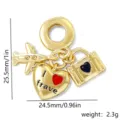 Detailed shot of gold plated airplane and heart charm pendant, exquisite DIY jewelry accessory. - Style 2 (I Travel Heart Plane)