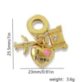 Gold plated copper airplane heart suitcase charm DIY jewelry accessory for bracelet making - Style 3 (Plane Heart Suitcase)