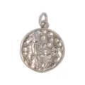 Detailed view of the silver-tone Capricorn zodiac sign metal coin pendant with textured surface. - Aries