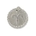 Detailed close-up of the Aries zodiac pendant, featuring micro-set zirconia and braided rim. - White Gold / Aries