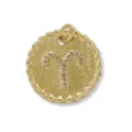 Aries zodiac charm pendant, 18k gold plated copper with micro-inlaid cubic zirconia stones. - Aries / Gold