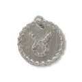 Detailed shot of a silver tone Taurus zodiac pendant, micro-paved with sparkling cubic zirconia. - White Gold / Taurus
