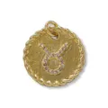 Taurus zodiac sign pendant detail, 18k gold plated copper with micro-paved cubic zirconia. - Taurus / Gold