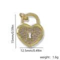 Gouden hart hangslot hanger met zirkonia micro pave, 15x12.5mm DIY sieraden accessoire. - Stijl 10