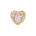 Kupfer mikro-eingelegter Zirkon Herz Anhänger DIY Schmuck Zubehör, elegante rosa und weiße Steine. - Juni Geburtsstein Herzanhänger / Gold