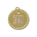 Gold Gemini zodiac pendant necklace charm, copper micro pave cubic zirconia round detail. - Gemini / Gold