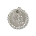 Detailed close-up view of the copper micro-paved cubic zirconia Virgo zodiac pendant. - White Gold / Virgo