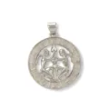 Gedetailleerd overzicht van de verzilverde Tweelingen dierenriem hanger voor DIY sieraden. - Zilver / Tweelingen