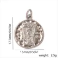 Vintage round metal angel pendant DIY necklace charm retro jewelry accessory 17.5mm - Virgo