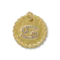 Detailed view of a gold-plated Cancer zodiac sign pendant with sparkling micro-inlaid cubic zirconia. - Cancer / Gold
