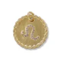 18k gold plated copper micro pave cz leo zodiac coin pendant diy jewelry accessory - Leo / Gold