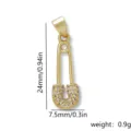 Gouden zirkonia veiligheidsspeld hanger detail, elegant DIY sieraden bedel accessoire. - Stijl 14