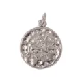 Sagittarius zodiac pendant charm, silver tone hammered metal round DIY jewelry finding. - Sagittarius