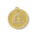 Exquisite 18k gold plated copper zodiac Libra pendant with micro inlay zircon rope edge detail. - Libra / Gold
