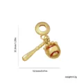 Detailed view of gold baseball bat and glove charm pendant, showcasing fine craft. - Style 3