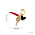Gold plated copper enamel charm pendant featuring tennis racket, heart, and red horn. - Style 4