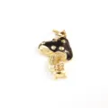 Gold plated alloy black enamel mushroom frog pendant charm for diy jewelry making accessories - Black
