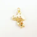 Gold-plated mushroom frog pendant charm, cute animal enamel jewelry accessory for DIY crafting. - White