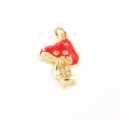 Cute red mushroom and frog pendant charm gold plated alloy DIY jewelry making accessories. - Red