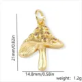 Vergoldeter Kupfer Pilz Anhänger mit Zirkonia Steinen, Maße und Gewicht sind angegeben. - Pilz(0721-1) / Gold