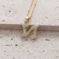 Collier Pendentif Lettre N Alphabet Zircon Couleur Or Cuivre Micro Pave Mode Bijoux - Lettre N (Pendentif Uniquement)