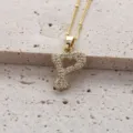 Collier pendentif lettre Y en zircone cubique micro-pavée en cuivre plaqué or pour femme. - Lettre P (Pendentif Uniquement)
