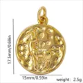 Gold plated zodiac pendant detail, textured circular medallion charm, jewelry accessory - Aries