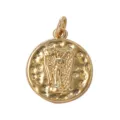 Golden angel pendant detail view, 18k gold plated brass DIY jewelry making accessory. - Virgo