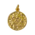 Gold-plated taurus zodiac sign round coin pendant detail, perfect for DIY jewelry making. - Taurus