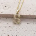 Collier pendentif lettre S en zircon micro-serti en cuivre plaqué or pour femmes. - Lettre S (Pendentif Uniquement)