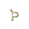 Close-up detail of gold plated letter P pendant with sparkling crystal for DIY jewelry making. - Letter P / Gold