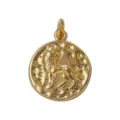 18k gold plated round zodiac lion pendant retro style DIY jewelry making accessory - Leo