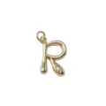 Gold letter R pendant detail, brass 18k gold plated DIY jewelry accessory with crystal stone. - Letter R / Gold