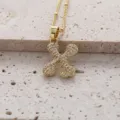 Collier pendentif lettre initiale en zircone cubique micro-pavé en laiton plaqué or - Lettre X (Pendentif Uniquement)