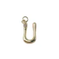 Close-up detail of a gold-plated letter U pendant charm with sparkling rhinestone accent. - Letter U / Gold
