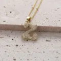 Collier pendentif lettre Z en cuivre plaque or avec zircone cubique, bijou elegant. - Lettre Z (Pendentif Uniquement)