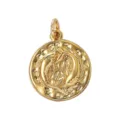 Close-up detail of the vintage gold plated zodiac pisces pendant jewelry making accessory. - Pisces