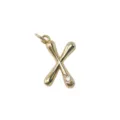 Detail shot of a elegant gold plated letter X pendant accessory with sparkling gemstone detail. - Letter X / Gold
