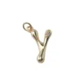 Close-up detail of gold-plated letter Y pendant with crystal inlay for DIY necklace jewelry. - Letter Y / Gold
