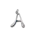 Silver tone letter A pendant charm, metal DIY jewelry accessory for custom necklaces and bracelets. - Letter A / Silver