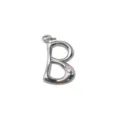 Silver letter B pendant charm with sparkling crystal stone, DIY necklace accessory. - Letter B / Silver