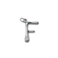 Silver letter F metal pendant DIY necklace charm with sparkling rhinestone details 1pc - Letter F / Silver