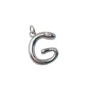 Silver-toned letter G initial pendant necklace accessory with sparkling rhinestone detail. - Letter G / Silver