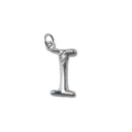 Silver letter I pendant charm with stone, brass jewelry making DIY necklace accessory. - Letter I / Silver
