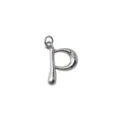 Silver letter P pendant charm with sparkling stones, ideal for DIY custom necklaces and jewelry. - Letter P / Silver